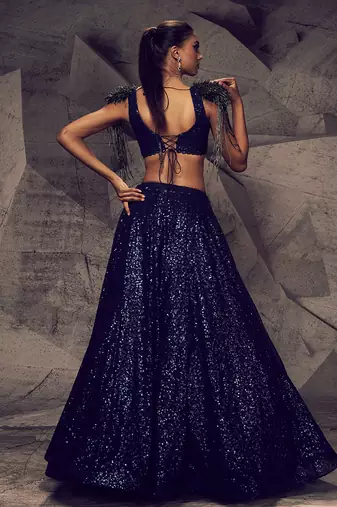 The Shimmering Blue Lehenga