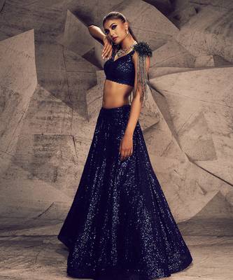 The Shimmering Blue Lehenga 3