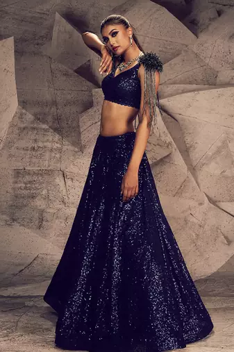 The Shimmering Blue Lehenga