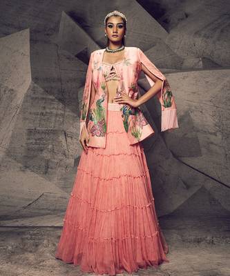 The Pink Floral Jacket Lehenga 1