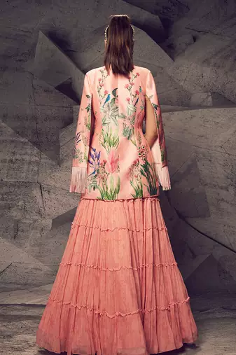 The Pink Floral Jacket Lehenga