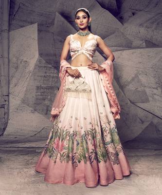 The Pink Floral Sequins Ombre Lehenga 1