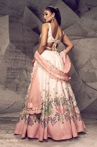 The Pink Floral Sequins Ombre Lehenga