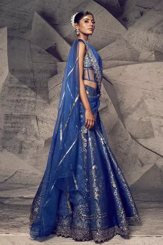 The Anant Blue Corset Lehenga