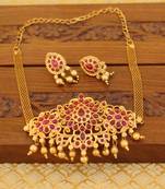 Matte finish kempu chocker set