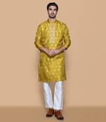 Mustard zari kurta set