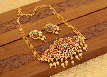 Matte finish kempu chocker set 1