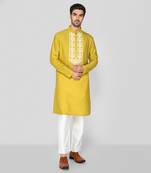 Bright green applique kurta set