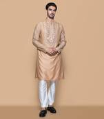 Fawn mirror work kurta set