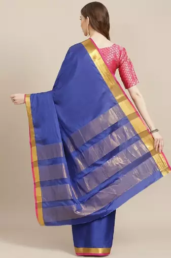 cotton silk golden zari tissue contrast border saree with desingner jacqaurd blouse.