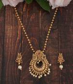 Mansiyaorange matte gold red  floral theme pendant chain jewellery