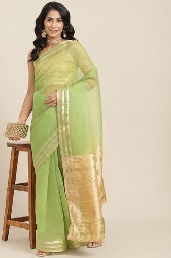 Riva Enterprise Women'S Organza Jari Weiving Saree With Blouse