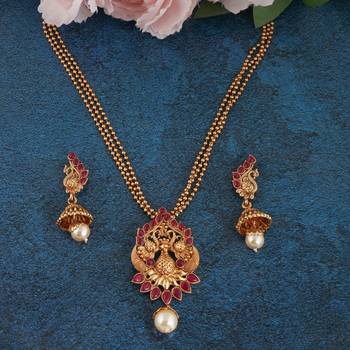 Mansiyaorange matte gold red  peacock theme pendant chain jewellery 4