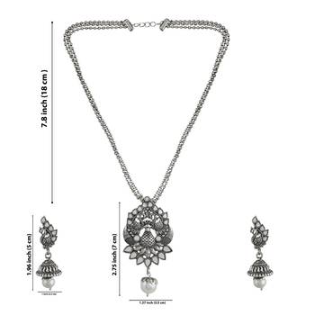 Mansiyaorange oxidized silver  peacock theme pendant chain jewellery  set for women 5