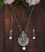 Mansiyaorange oxidized silver  peacock theme pendant chain jewellery  set