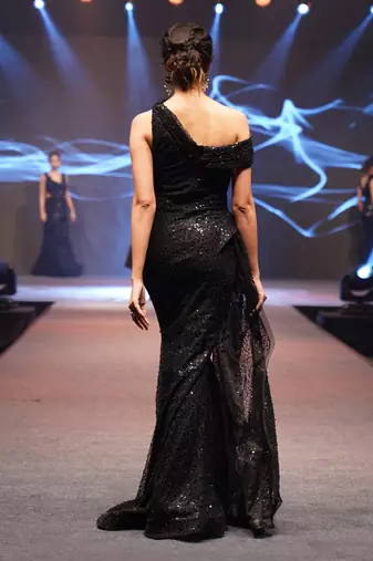 The elegant sequins black gown