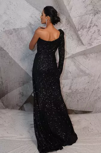 Corset sequins black gown