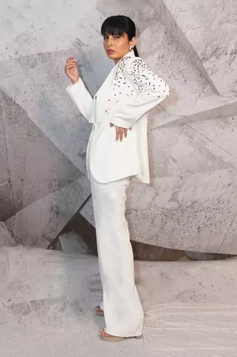 The colourful ivory blazer set