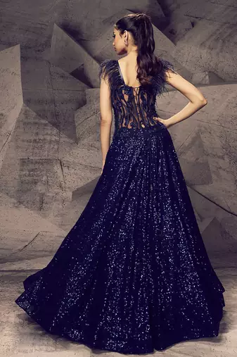 The shimmering blue gown
