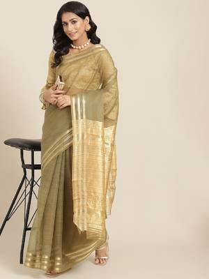 Riva Enterprise Women'S Organza Jari Weiving Saree With Blouse 1