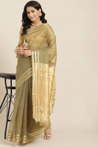 Riva Enterprise Women'S Organza Jari Weiving Saree With Blouse