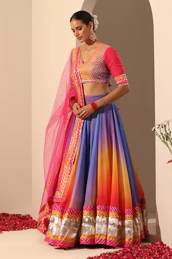 Gul Rangriti Lehenga Set