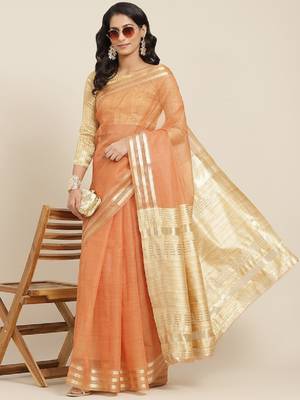 Riva Enterprise Women'S Organza Jari Weiving Saree With Blouse 1