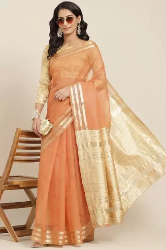 Riva Enterprise Women'S Organza Jari Weiving Saree With Blouse