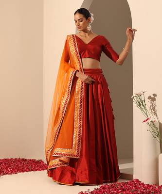 Gul Maroon Lehenga Set 1