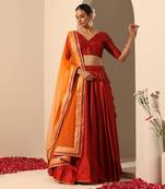 Gul Maroon Lehenga Set