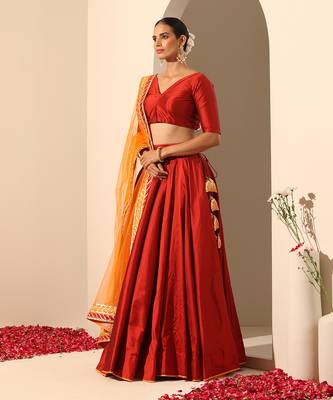 Gul Maroon Lehenga Set 2
