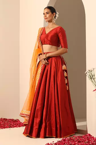 Gul Maroon Lehenga Set