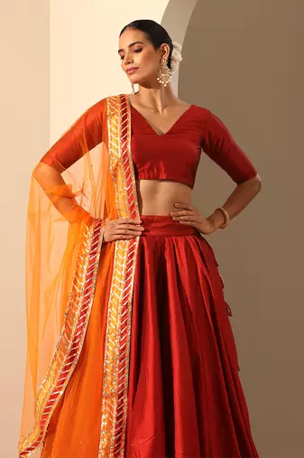 Gul Maroon Lehenga Set