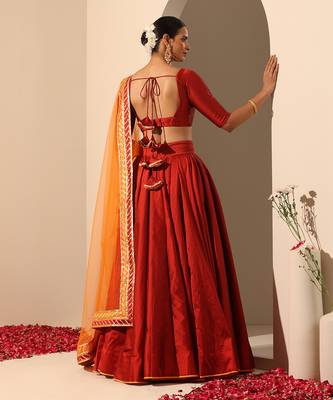 Gul Maroon Lehenga Set 4