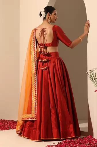 Gul Maroon Lehenga Set