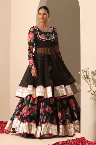 Gul Gulab Black Lehenga Set