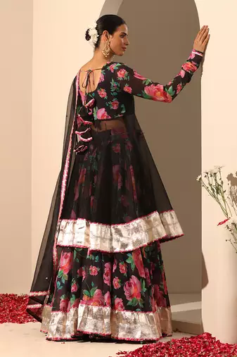 Gul Gulab Black Lehenga Set