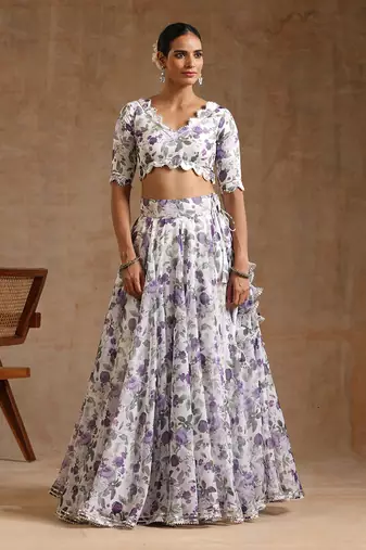 Gul Jamini White Lehenga Set