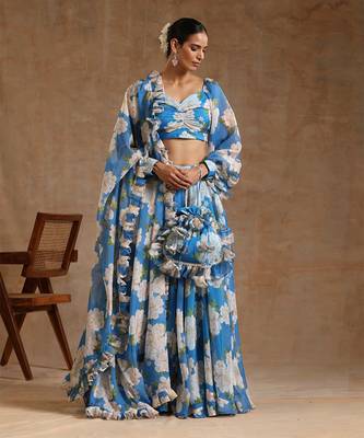 Gul Fiza Blue Lehenga Set 1