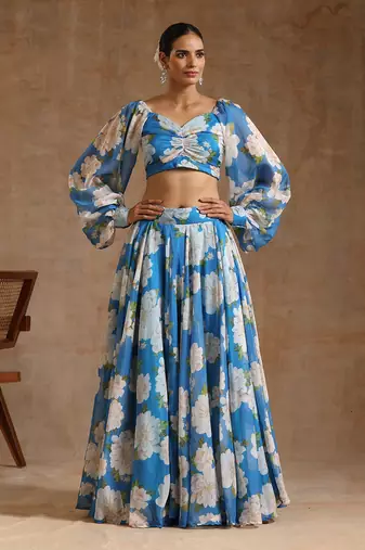Gul Fiza Blue Lehenga Set
