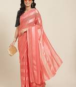Riva enterprise women's designer silk blend  satin and zari strips saree