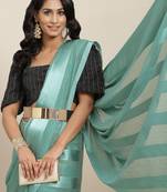 Riva enterprise women's designer silk blend  satin and zari strips saree