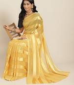 Riva enterprise women's designer silk blend  satin and zari strips saree