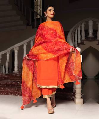 Bloom orange cotton suit set 1
