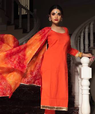 Bloom orange cotton suit set 2