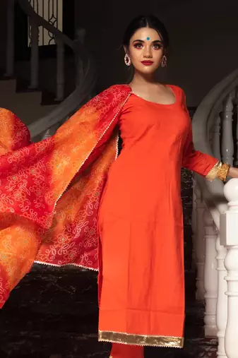 Bloom orange cotton suit set