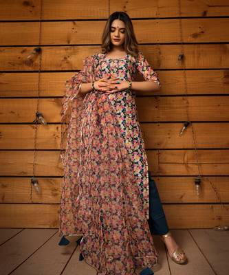 Multicolor mogra modal cotton suit set 1