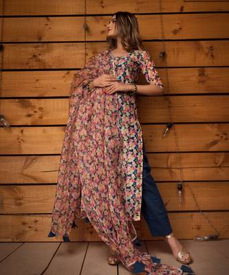 Multicolor mogra modal cotton suit set 2
