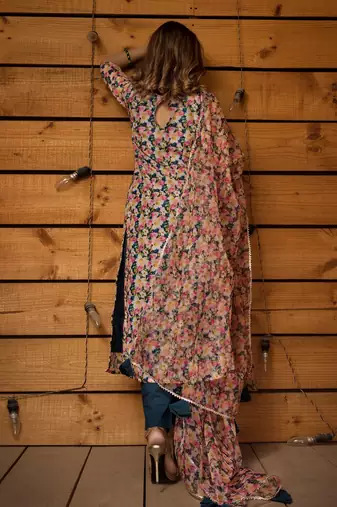 Multicolor mogra modal cotton suit set