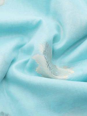 Silk Land  Blue   Woven Design Cotton Blend Saree  5